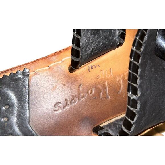 Jack Rogers Adeline Black Whipstitched Leather Bow Flat Sandals Women's‎ size 7M - Picture 8 of 8